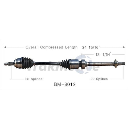 Surtrack Axle Cv Axle Shaft, Bm-8012 BM-8012